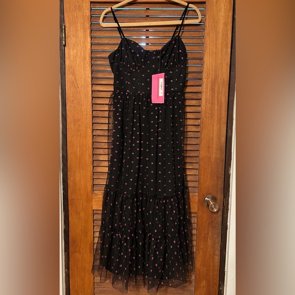 NWT BETSEY JOHNSON Women's 💋💋💋Raven Black Tulle Mesh Valentine’s Day Dress - Picture 3 of 10